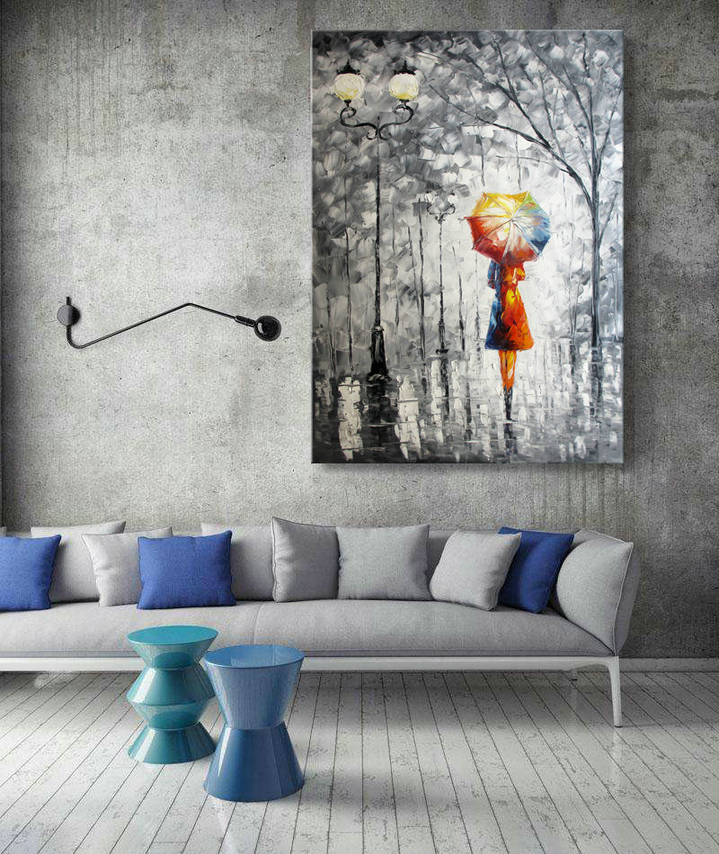 Wall Art Oil Painting On Canvas "lady under the umbrella" Living Room Decor - Click Image to Close